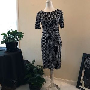 black & white tulip-wrap jersey dress, size 6